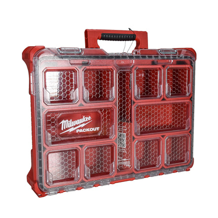 Milwaukee PACKOUT Impact-Resistant Small-Parts Organizer – 10-Compartment Modular Tool Box, IP65 Weather Seal, Heavy-Duty Latches, Durable Polymer Construction