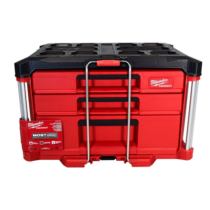 Milwaukee Packout Multi-Depth 3-Drawer Tool Box – Heavy-Duty Modular Storage with Metal Ball Bearing Slides, Locking Security Bar, Quick-Adjust Dividers & Impact-Resistant Construction