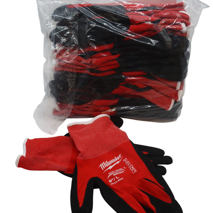 Milwaukee 48-22-8902B Large Red Nitrile Level 1 Cut Resistant Dipped Work Gloves (12-Pack)