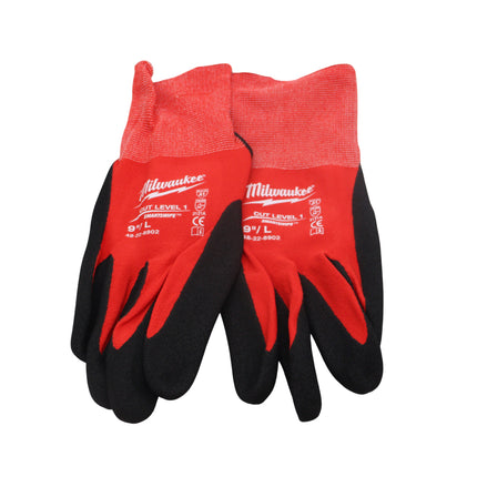 Milwaukee 48-22-8902B Large Red Nitrile Level 1 Cut Resistant Dipped Work Gloves (12-Pack)