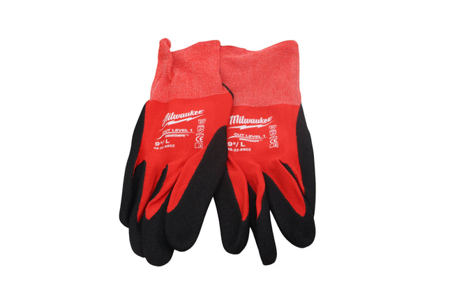 Milwaukee 48-22-8902B Large Red Nitrile Level 1 Cut Resistant Dipped Work Gloves (12-Pack)