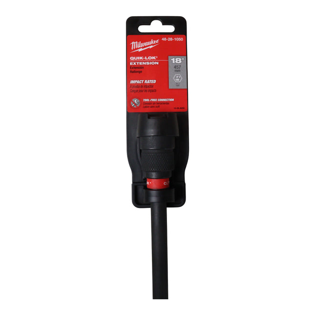 Milwaukee Universal Quik-Lok 18″ Bit Extension – Impact-Rated Steel Extension Bar with 7/16″ Shank, Quick Change No-Tool Bit System, Hardened Construction – Heavy-Duty Power Tool Accessory