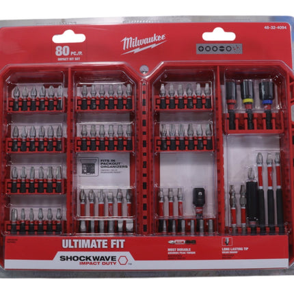 Milwaukee 48-32-4094 SHOCKWAVE Impact Duty Alloy Steel Screwdriver Bit Set - 80-Piece Kit with Wear Guard Tip for Increased Wear Resistance & Optimized Shock Zone for Torque Absorption