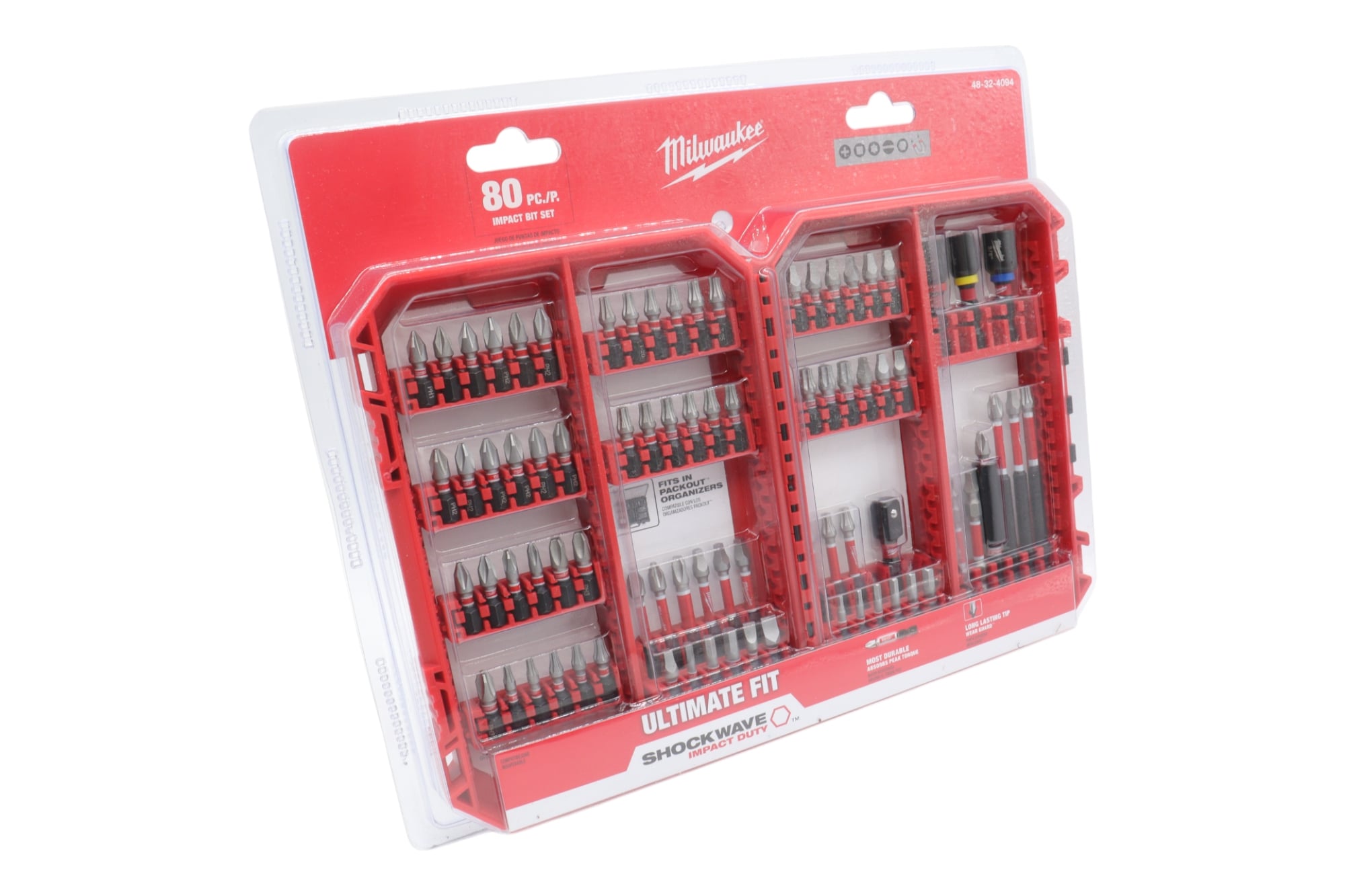 Milwaukee 48-32-4094 SHOCKWAVE Impact Duty Alloy Steel Screwdriver Bit Set - 80-Piece Kit with Wear Guard Tip for Increased Wear Resistance & Optimized Shock Zone for Torque Absorption