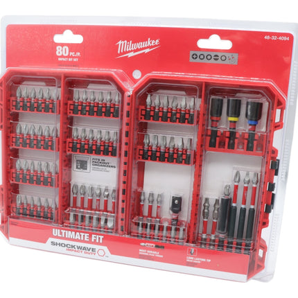 Milwaukee 48-32-4094 SHOCKWAVE Impact Duty Alloy Steel Screwdriver Bit Set - 80-Piece Kit with Wear Guard Tip for Increased Wear Resistance & Optimized Shock Zone for Torque Absorption