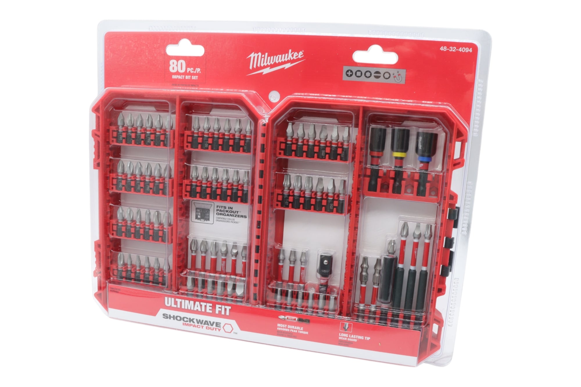 Milwaukee 48-32-4094 SHOCKWAVE Impact Duty Alloy Steel Screwdriver Bit Set - 80-Piece Kit with Wear Guard Tip for Increased Wear Resistance & Optimized Shock Zone for Torque Absorption