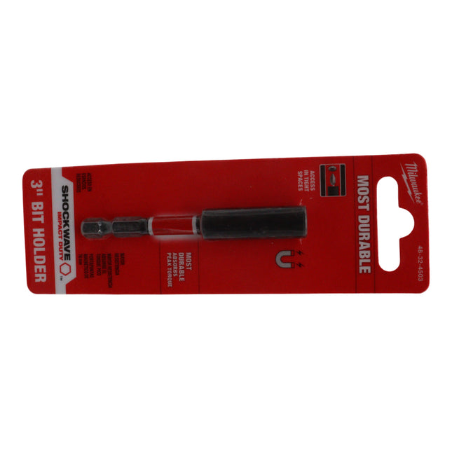 Milwaukee Shockwave 3″ Magnetic Bit Tip Holder – 1/4″ Hex Drive Impact-Rated Magnetic Bit Holder, Proprietary Heat-Treated Steel Construction with Secure Magnet Grip – Durable Power Tool Accessory