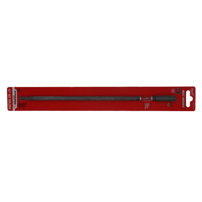 Milwaukee Shcokwave 12″ Impact Duty Magnetic Bit Holder – Heavy-Duty 1/4″ Hex Bit Extension with Magnetic C-Ring Retention, Shockzone Torque Absorption & Slim Design for Tight Spaces