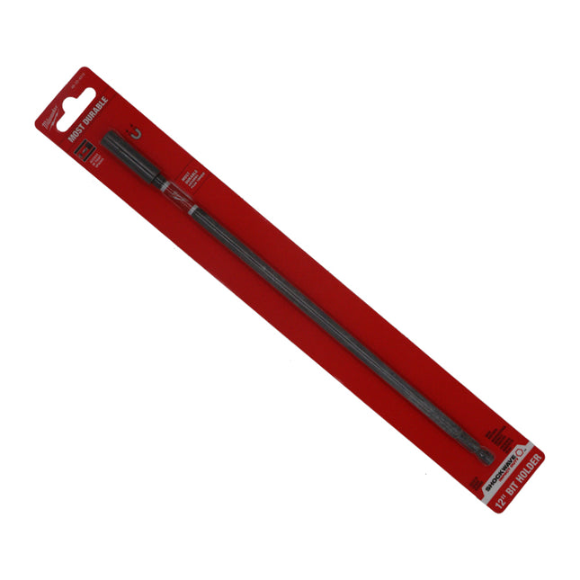 Milwaukee Shcokwave 12″ Impact Duty Magnetic Bit Holder – Heavy-Duty 1/4″ Hex Bit Extension with Magnetic C-Ring Retention, Shockzone Torque Absorption & Slim Design for Tight Spaces