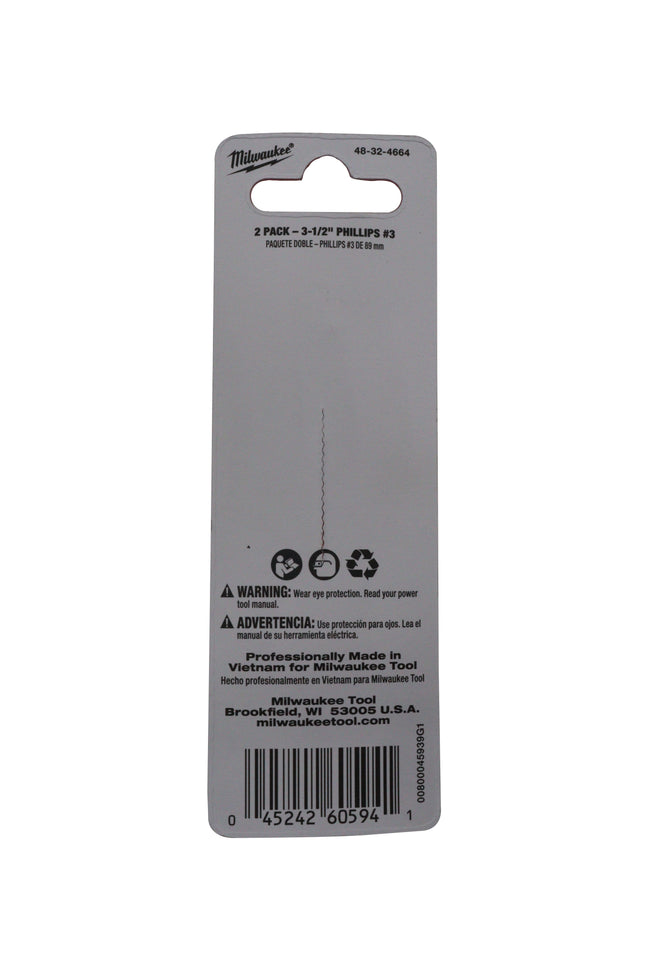 Milwaukee Shockwave Impact Duty 3-1/2″ Phillips #3 Power Driver Bits (2-Pack) – Alloy76 Steel, Wear Guard Tip, Optimized Shockzone Absorbs Torque, Built for Impact Drivers and Drill Drivers