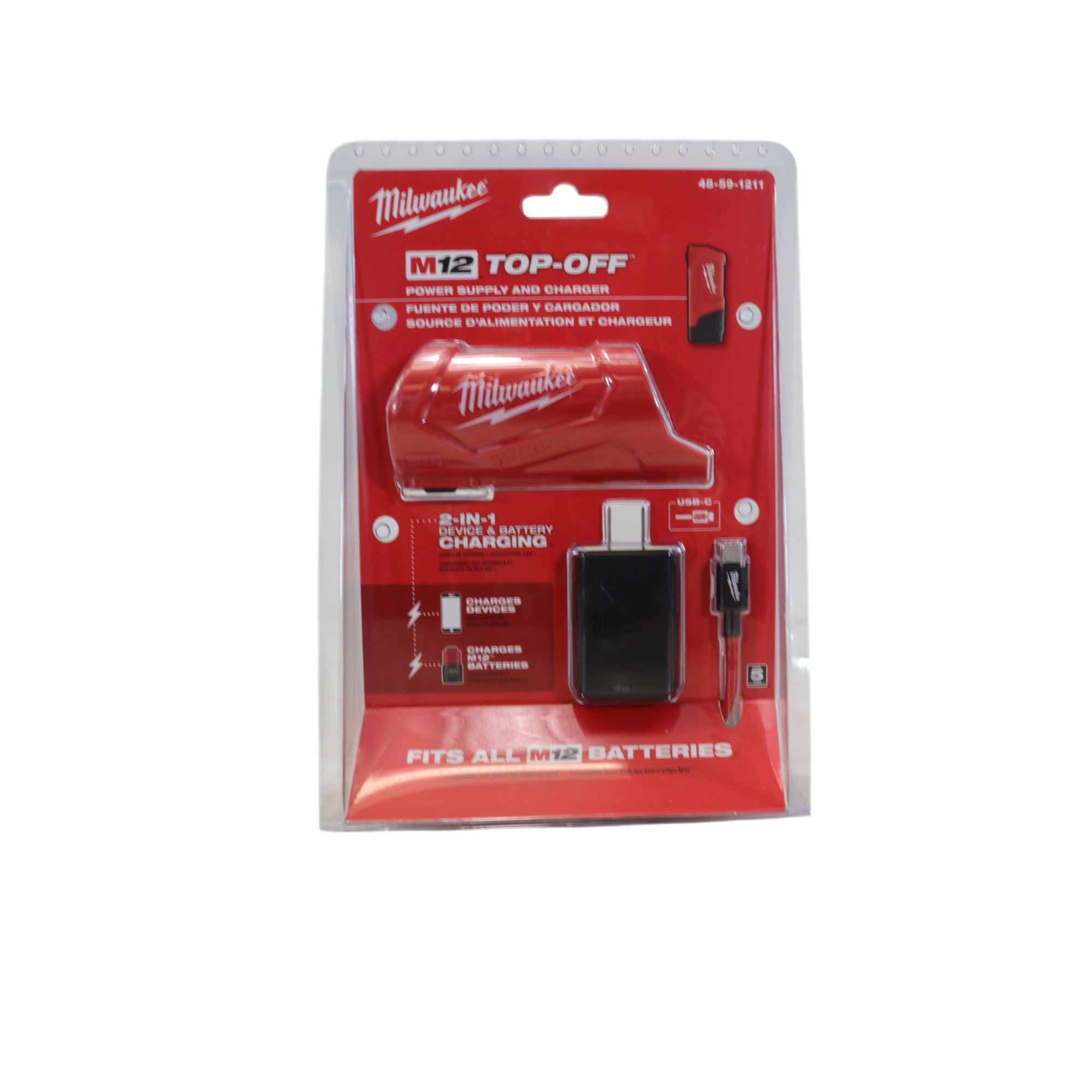 Milwaukee 48-59-1211 12V Power Supply and Charger, USB Charger, Phone Charger, Heated Jacket Battery Kit