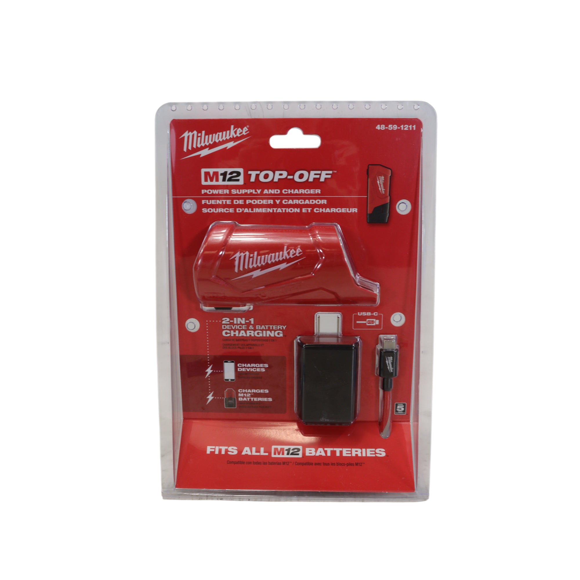Milwaukee 48-59-1211 12V Power Supply and Charger, USB Charger, Phone Charger, Heated Jacket Battery Kit