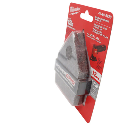 Milwaukee 48-80-5220 220 Grit Mesh Sanding Sheets for M12 Orbital Detail Sander (12 PK)