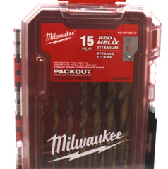 Milwaukee 48-89-4670 15-Piece Titanium-Coated Impact-Ready Drill Bit Set – Durable Alloy Steel Construction with Long-Life Cutting Edges, Precision Tips, and Carrying Case