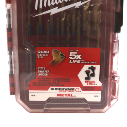 Milwaukee 48-89-4670 15-Piece Titanium-Coated Impact-Ready Drill Bit Set – Durable Alloy Steel Construction with Long-Life Cutting Edges, Precision Tips, and Carrying Case