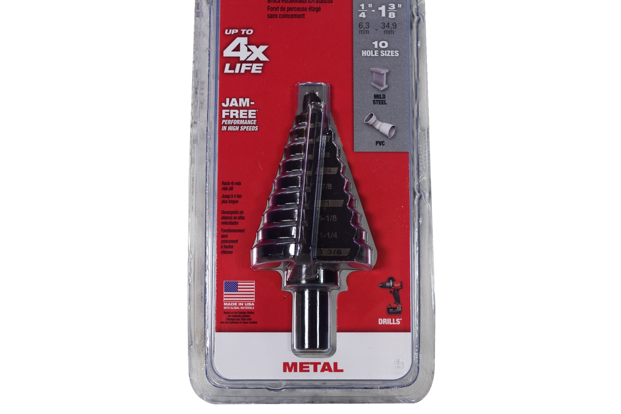 #5 Step Drill Bit, 1/4" - 1-3/8" by 1/8"