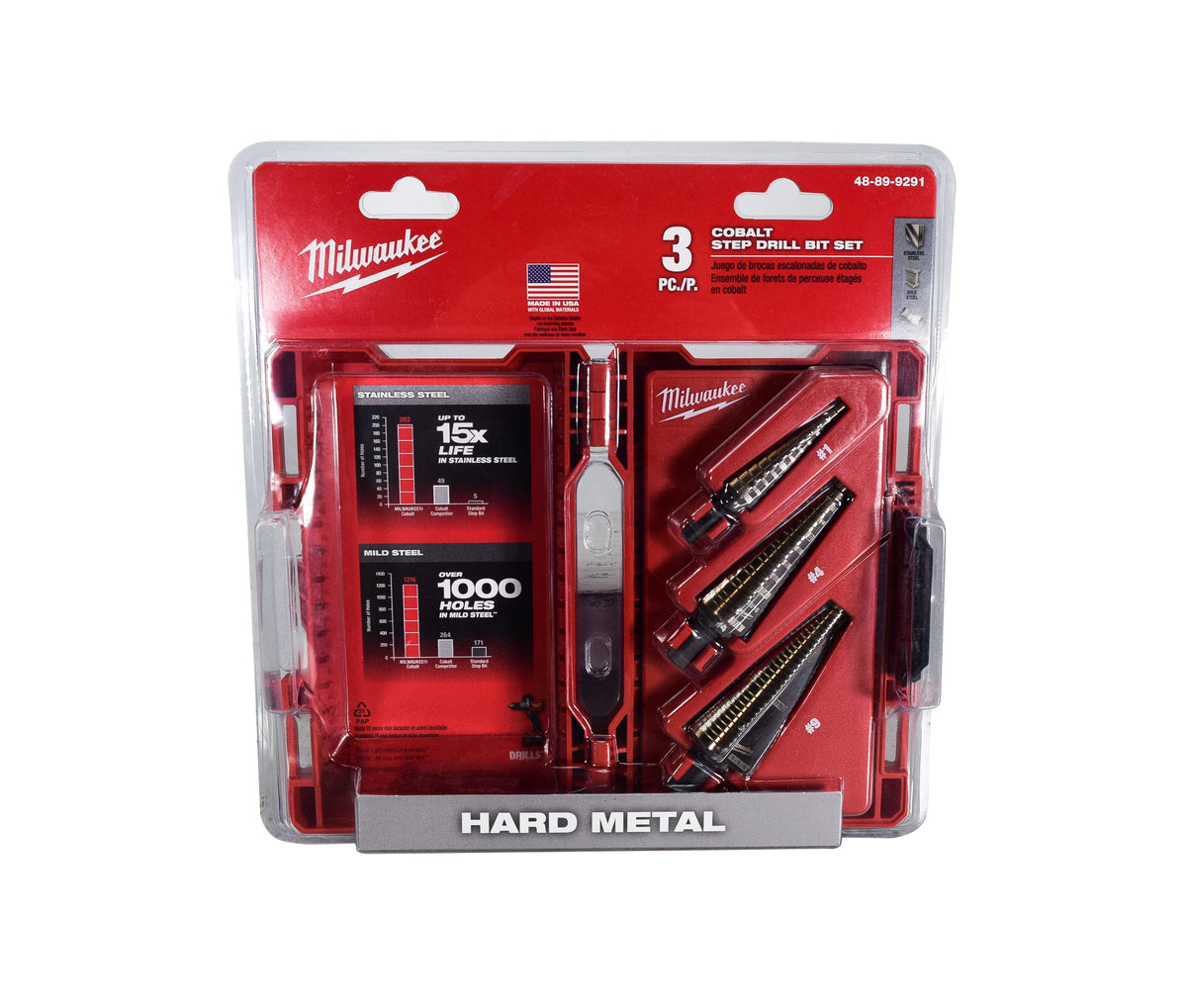 Milwaukee 48-89-9291 Milwaukee Cobalt Step Drill Bit 3PC Set #1 , #4 , #9