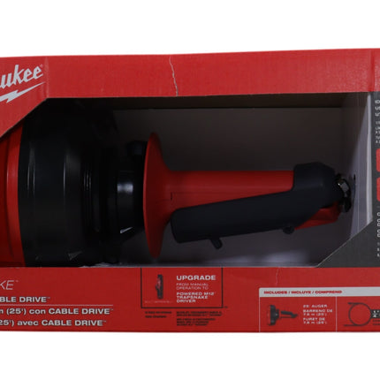 Milwaukee 49-16-2573 TRAPSNAKE 25' Auger with CABLE DRIVE, 1/4" x 25' Cable for 1/2" to 2" Drain Lines, Compatible with M12 TRAPSNAKE Driver, Ideal for Sinks, Bathtubs, and Showers (Tool Only)