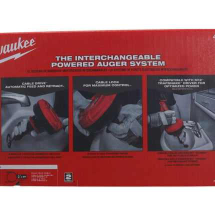 Milwaukee 49-16-2573 TRAPSNAKE 25' Auger with CABLE DRIVE, 1/4" x 25' Cable for 1/2" to 2" Drain Lines, Compatible with M12 TRAPSNAKE Driver, Ideal for Sinks, Bathtubs, and Showers (Tool Only)
