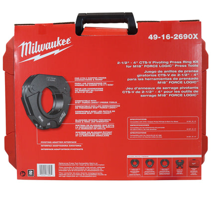 Milwaukee 49-16-2690X 2-1/2" - 4" CTS-V Pivoting Press Ring Kit for M18 FORCE LOGIC Press Tools