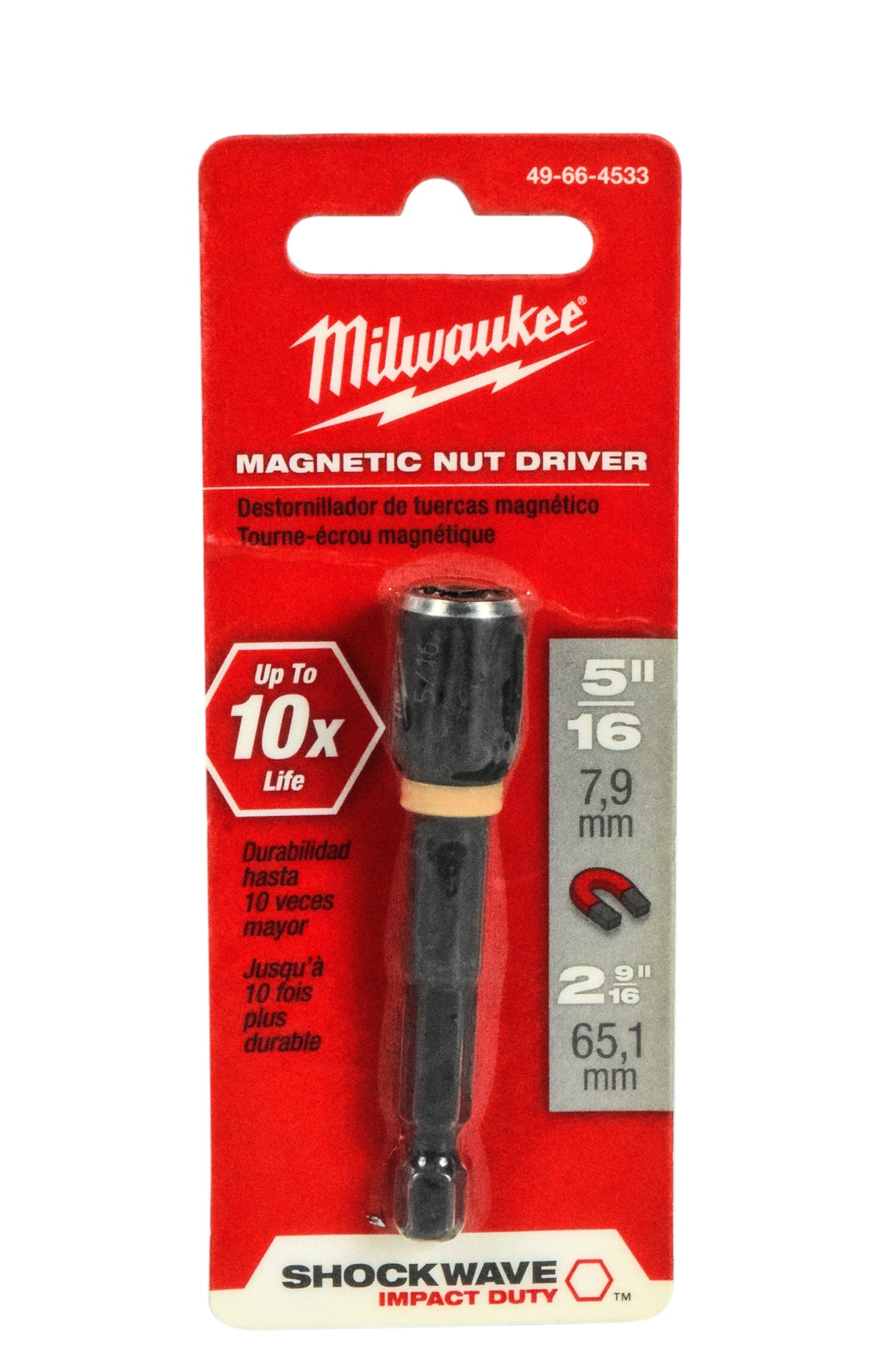 Milwaukee 49-56-4533 SHOCKWAVE Impact Duty 5/16" x 2-9/16" Steel Magnetic Nut Driver