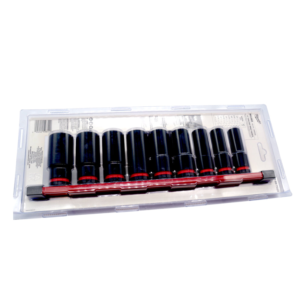 Milwaukee 49-66-7022 SHOCKWAVE 1/2" Drive SAE 6 Point Socket Set - 9PC