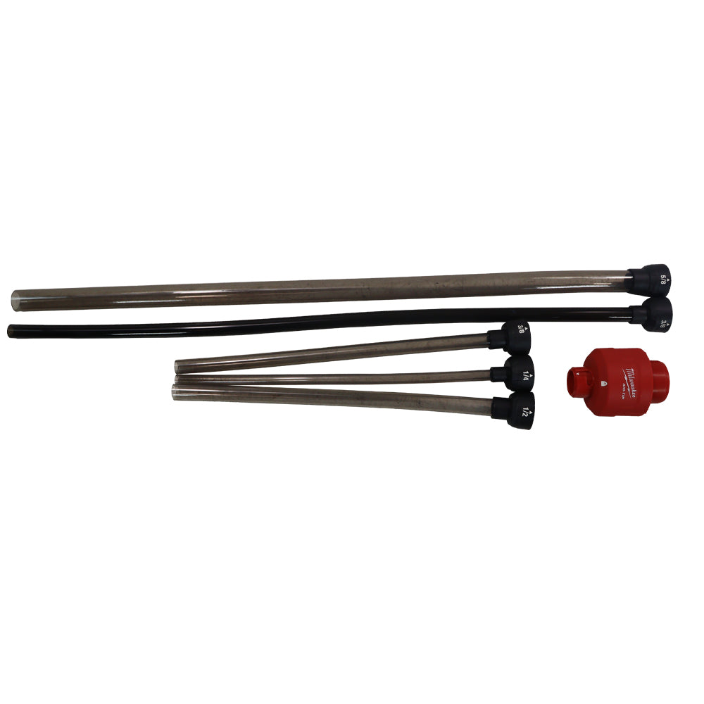 Milwaukee AIR-TIP Long-Reach Flexible Micro Hose Set — 5 Interchangeable Hose Lengths & Diameters, Quick-Quarter Turn, Includes Storage Case — Compatible with 1-1/4″, 1-7/8″ & 2-1/2″ Wet/Dry Vacuums