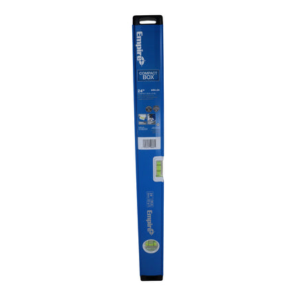 Empire Compact Box Level – 24-Inch Aluminum Frame with Continuous Grip, Impact-Resistant Block Vials & 300° Viewing Window – Professional Carpentry & Construction Tool