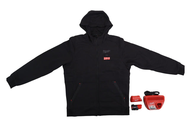Milwaukee M12 12-Volt Black Small Heated Hoodie with 2.0Ah Battery & Charger