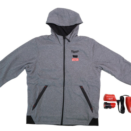 Milwaukee M12 12-Volt Grey X-Large Heated Hoodie with 2.0Ah Battery & Charger