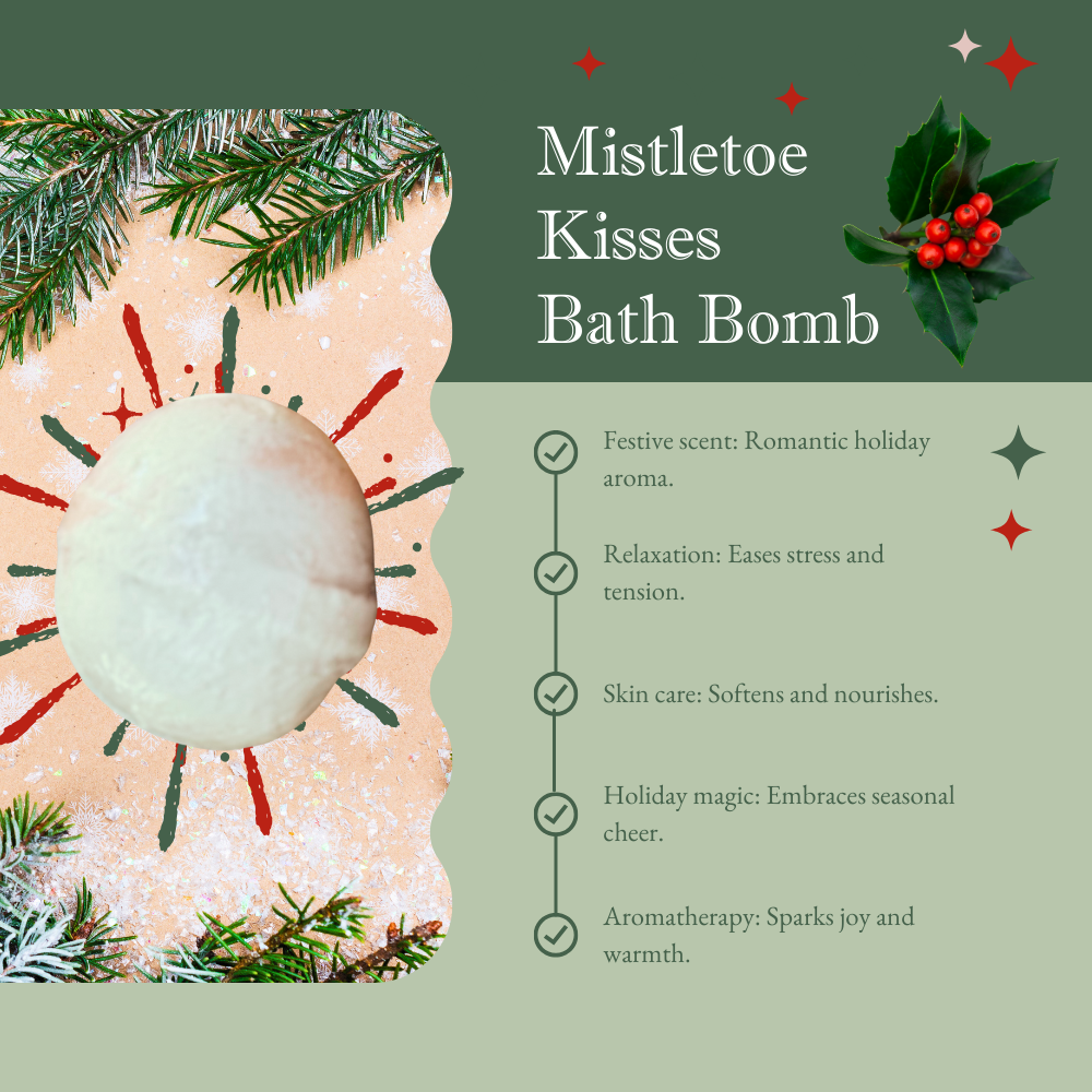 Mom Bomb Mistletoe Kisses Bomb with Plant Based Ingredients Made in the USA