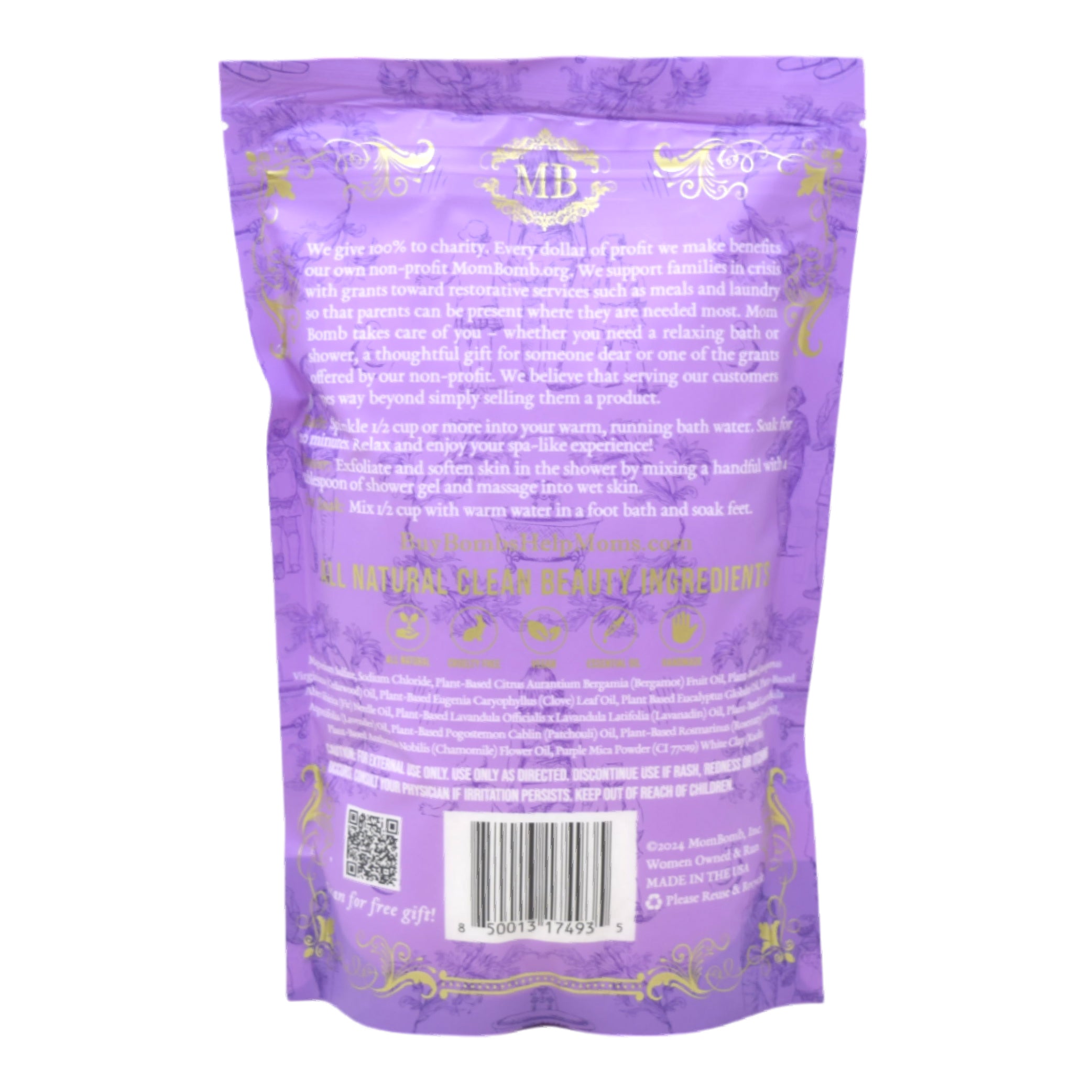 Mom Bomb Lavender Honey Bath Soaks 3 lbs of Pure Tranquility