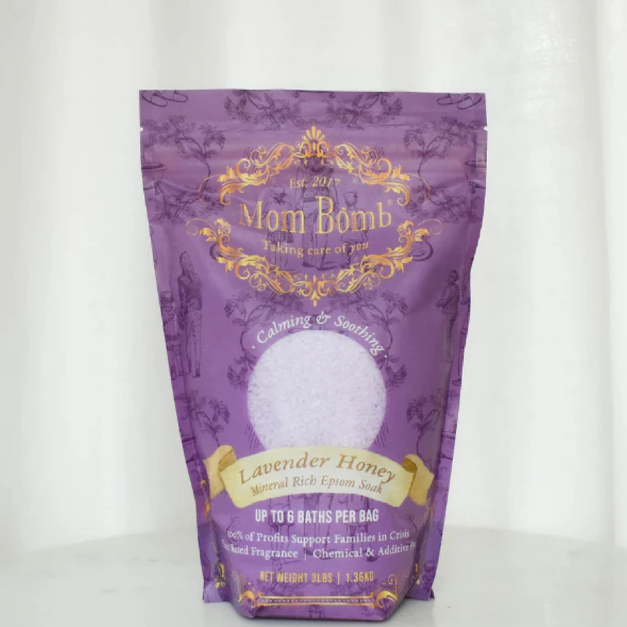 Mom Bomb Lavender Honey Bath Soaks 3 lbs of Pure Tranquility