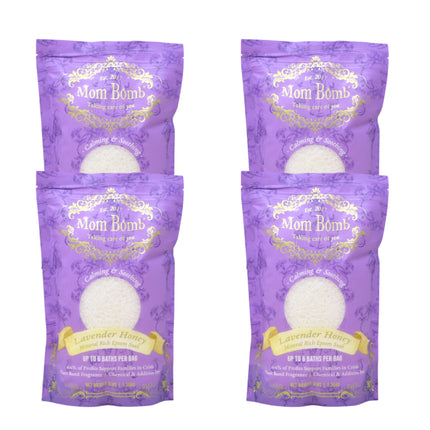 Mom Bomb Lavender Honey Bath Soaks 3 lbs of Pure Tranquility (4 Pack)