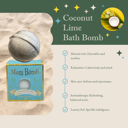 Mom Bomb Coconut Lime Bath Bomb with Plant Based Ingredients Made in the USA