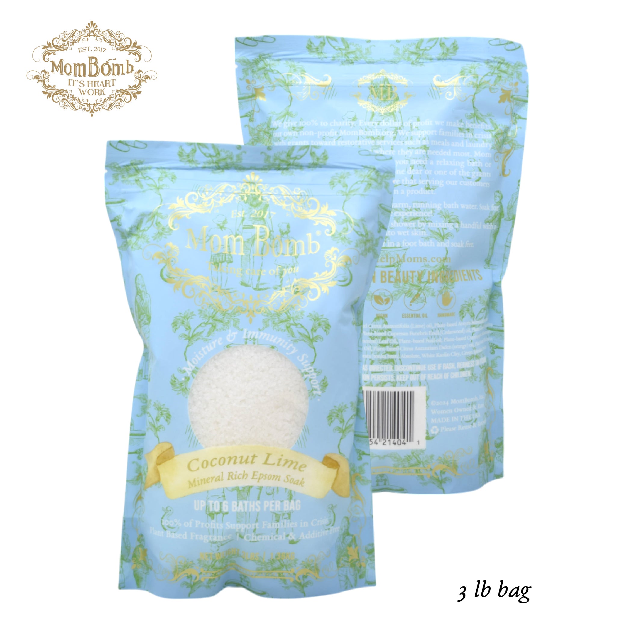 Mom Bomb Coconut Lime Bath Soaks 3 lbs of Pure Tranquility (3 Pack)