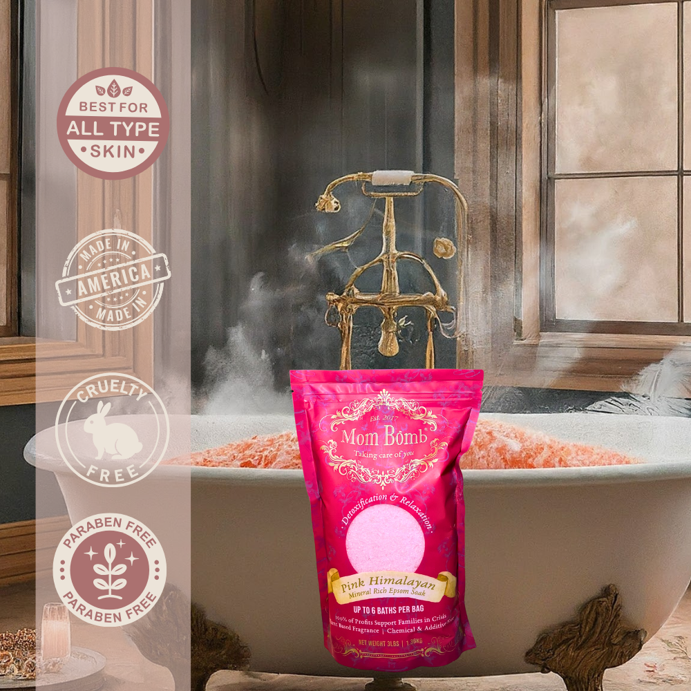 Mom Bomb Pink Himalayan Bath Soaks 3 lbs of Pure Tranquility (2 Pack)