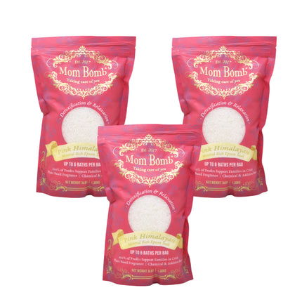 Mom Bomb Pink Himalayan Bath Soaks 3 lbs of Pure Tranquility (3 Pack)