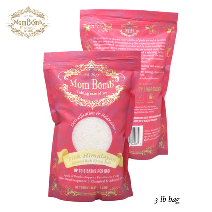 Mom Bomb Pink Himalayan Bath Soaks 3 lbs of Pure Tranquility (3 Pack)