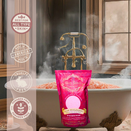 Mom Bomb Pink Himalayan Bath Soaks 3 lbs of Pure Tranquility (4 Pack)
