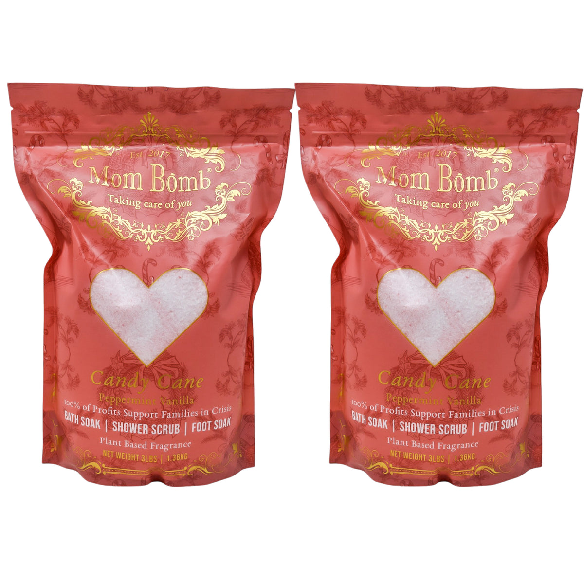 Mom Bomb Candy Cane Bath Soaks 3 lbs of Pure Tranquility (2 Pack)