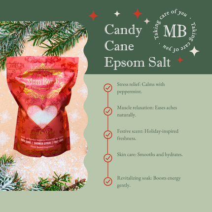 Mom Bomb Candy Cane Bath Soaks 3 lbs of Pure Tranquility (3 Pack)