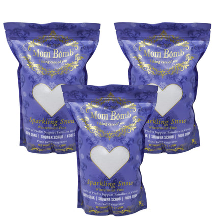 Mom Bomb Sparkling Snow Bath Soaks 3 lbs of Pure Tranquility (3 Pack)