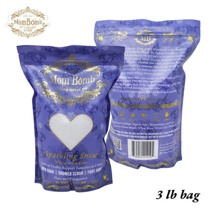 Mom Bomb Sparkling Snow Bath Soaks 3 lbs of Pure Tranquility (3 Pack)