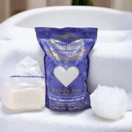 Mom Bomb Sparkling Snow Bath Soaks 3 lbs of Pure Tranquility (3 Pack)