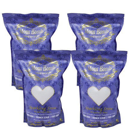 Mom Bomb Sparkling Snow Bath Soaks 3 lbs of Pure Tranquility (4 Pack)