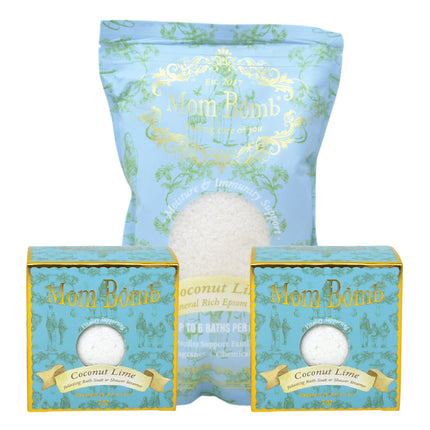 Mom Bomb Coconut Lime Bundle with (2) Bath Bombs & (1) Bath Soak