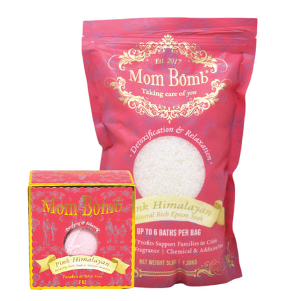 Mom Bomb Pink Himalayan Bundle with (1) Bath Bomb & (1) Bath Soak