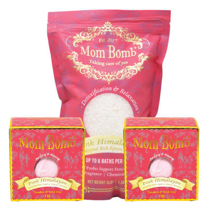 Mom Bomb Pink Himalayan Bundle with (2) Bath Bombs & (1) Bath Soak