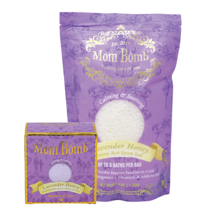 Mom Bomb Lavender Honey Bundle with (1) Bath Bomb & (1) Bath Soak